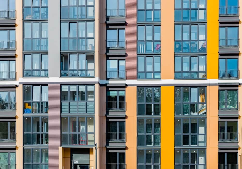 Modern apartment building. Residential condo house architecture.