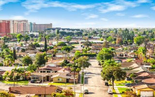 Panoramic view of a neighborhood in Anaheim, Orange County – Anaheim, cheap car insurance in California