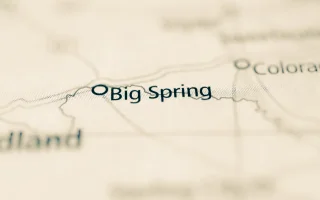 The city of Big Spring on the map of Texas, USA – Big Spring, cheap car insurance in Texas