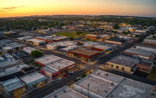 Aerial view of downtown Killeen, Texas, at sunset in spring – Killeen, cheap car insurance in Texas
