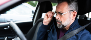 Elder Male Car Driver in Front Seat