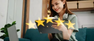 Customer or client giving a five star rating – cheap car insurance.