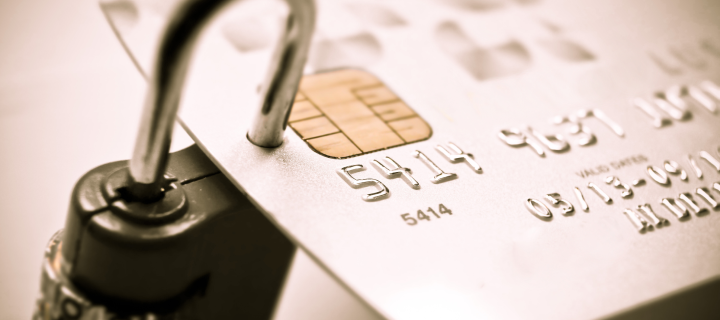 Credit card with security lock - data theft protection.