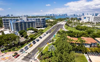 Aerial of 41st street leading to Julia Tuttle Causeway, Miami, FL, USA – Miami, cheap car insurance in Florida