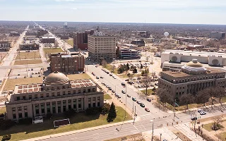 Afternoon aerial view of downtown Gary, Indiana, USA — Gary, cheap car insurance in Indiana