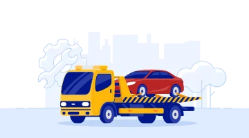 Crane with a car on it