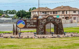 Yuma, AZ, USA - December 22, 2019: A welcoming signboard at the entry point of the city – Yuma, cheap car insurance in Arizona